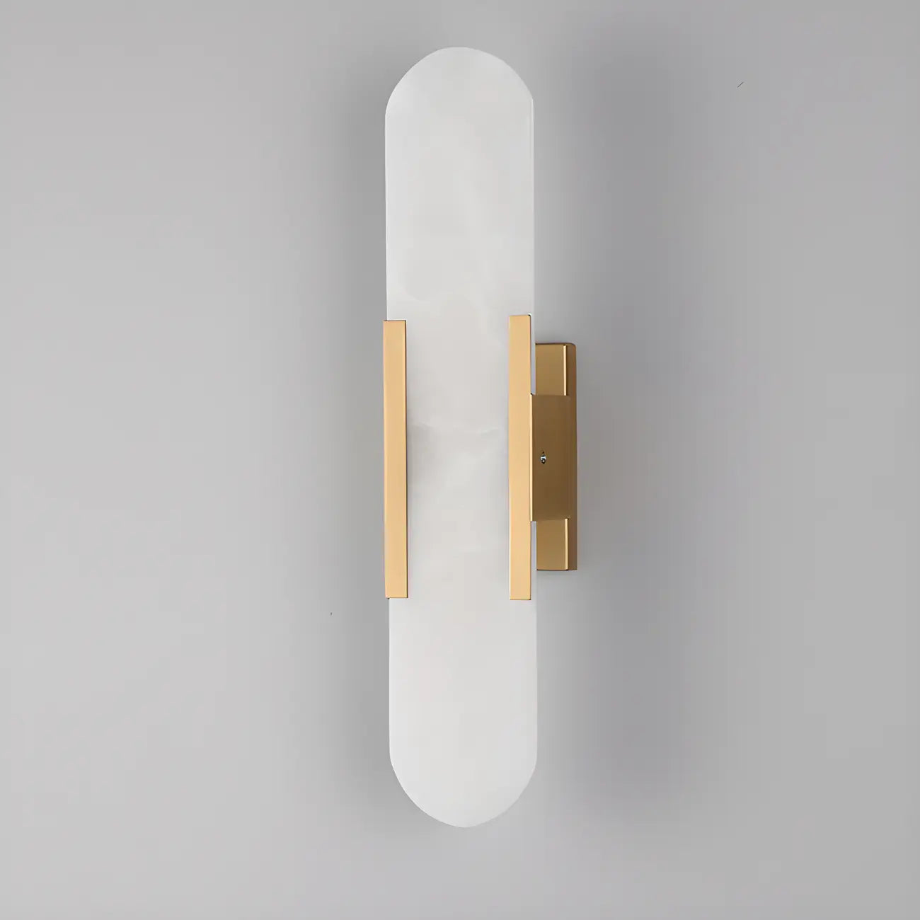 Modern Brass Oval Wall Light with Stone Chalk Shade