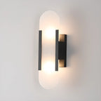 Modern Brass Oval Wall Light with Stone Chalk Shade