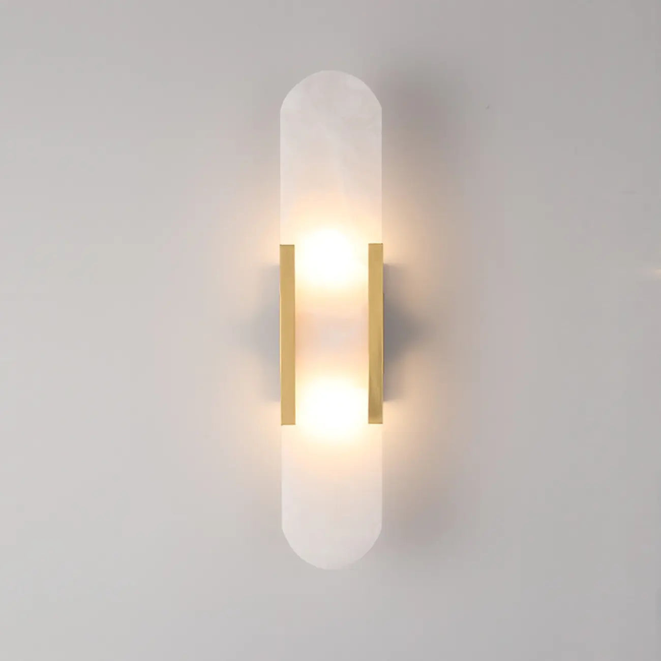 Modern Brass Oval Wall Light with Stone Chalk Shade