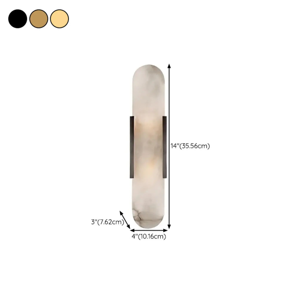 Modern Brass Oval Wall Light with Stone Chalk Shade