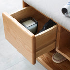 Scandinavian Oak Shoe Storage Bench with Cushion