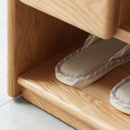 Scandinavian Oak Shoe Storage Bench with Cushion