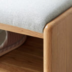 Scandinavian Oak Shoe Storage Bench with Cushion