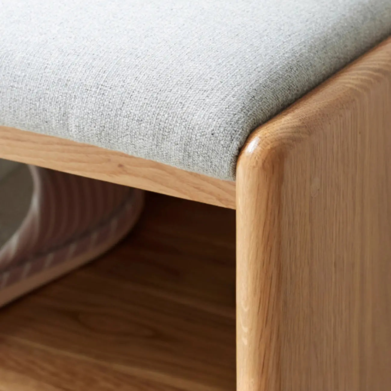Scandinavian Oak Shoe Storage Bench with Cushion