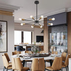 Industrial Black Metal Minimalist Sputnik Chandelier