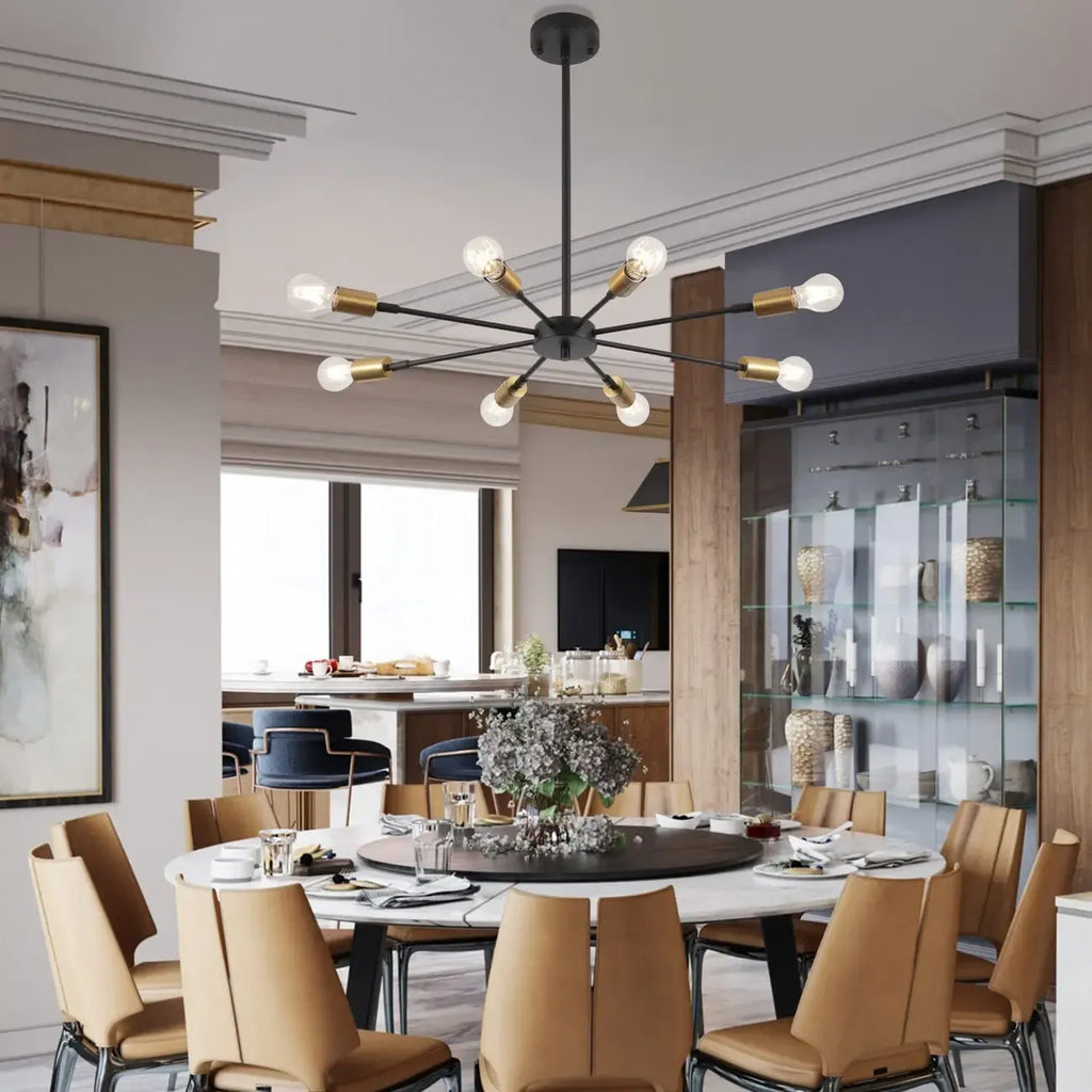 Industrial Black Metal Minimalist Sputnik Chandelier