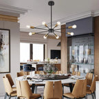 Industrial Black Metal Minimalist Sputnik Chandelier