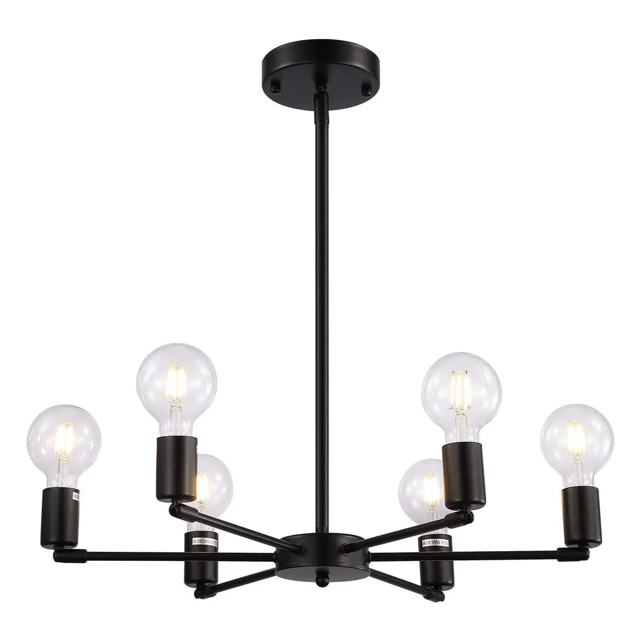 Industrial Black Metal Minimalist Sputnik Chandelier