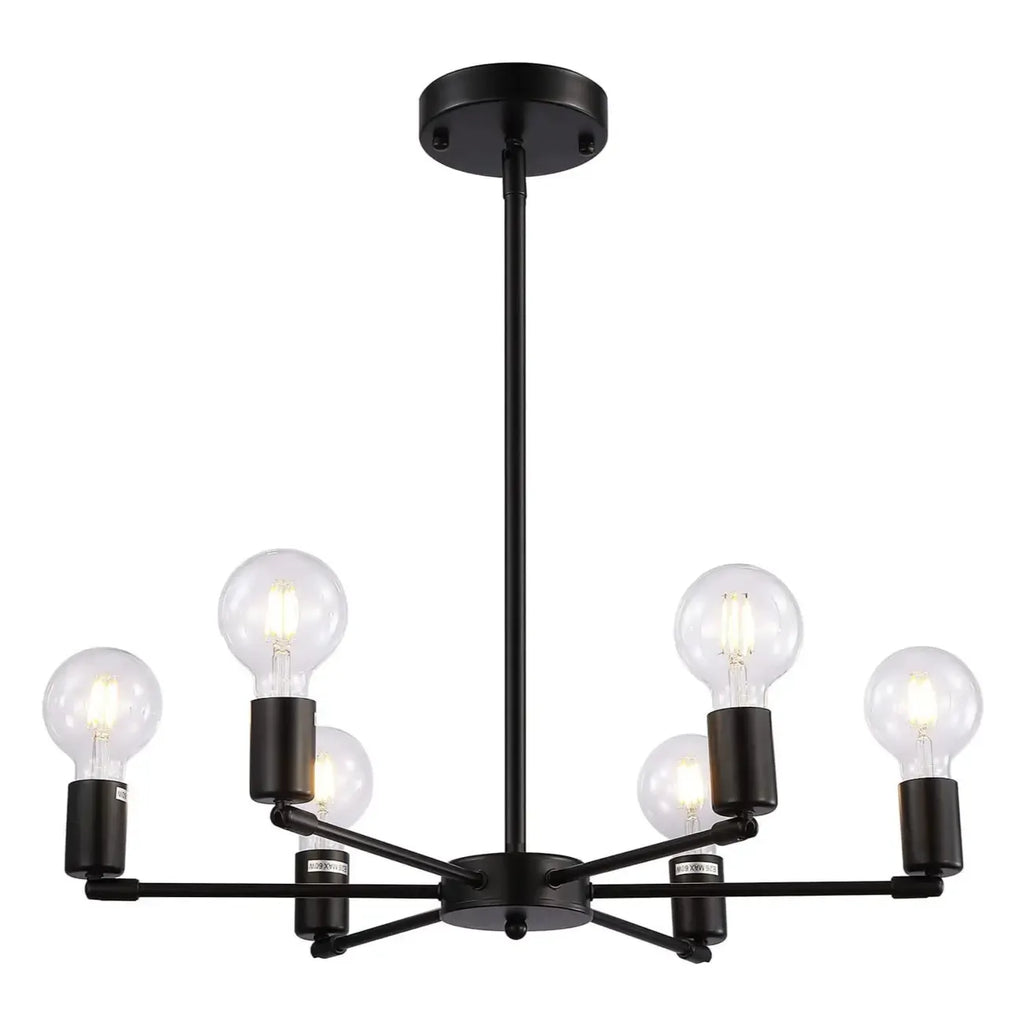 Industrial Black Metal Minimalist Sputnik Chandelier