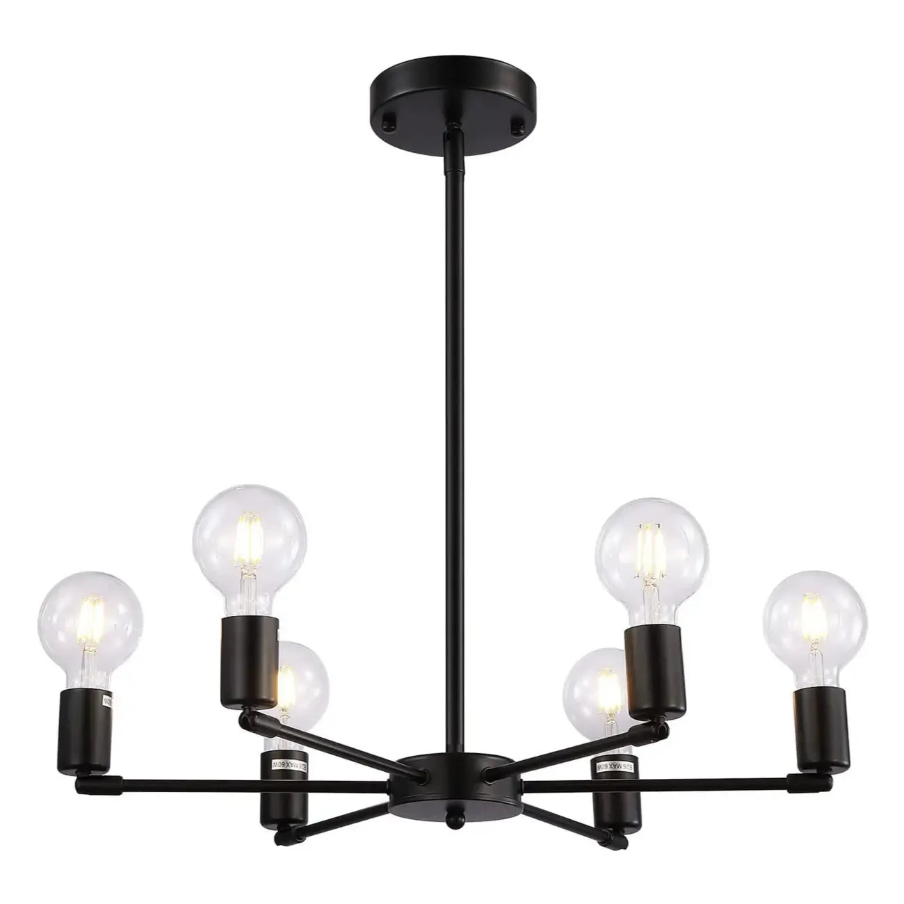 Industrial Black Metal Minimalist Sputnik Chandelier