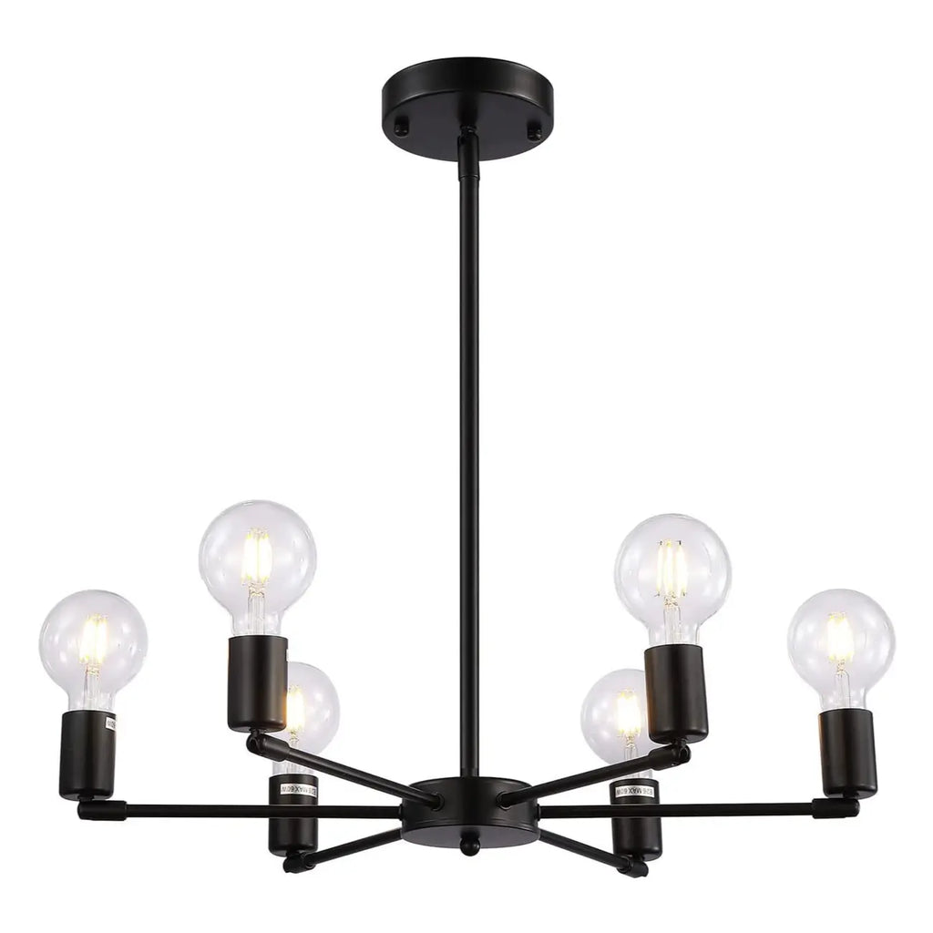 Industrial Black Metal Minimalist Sputnik Chandelier