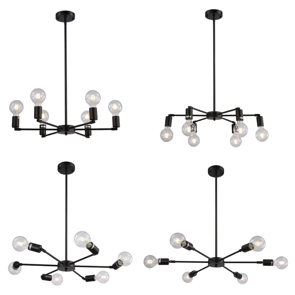 Industrial Black Metal Minimalist Sputnik Chandelier