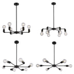 Industrial Black Metal Minimalist Sputnik Chandelier
