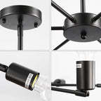 Industrial Black Metal Minimalist Sputnik Chandelier