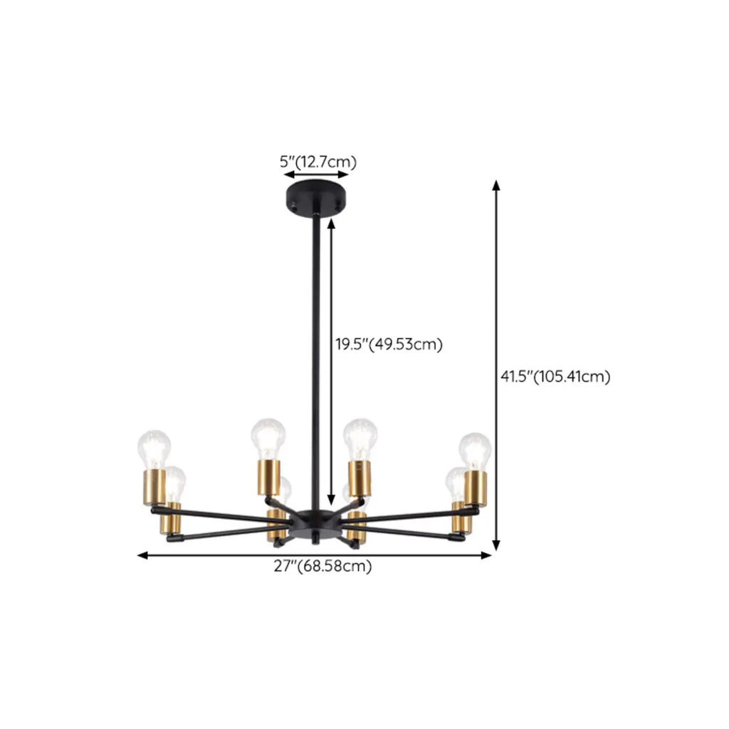 Industrial Black Metal Minimalist Sputnik Chandelier