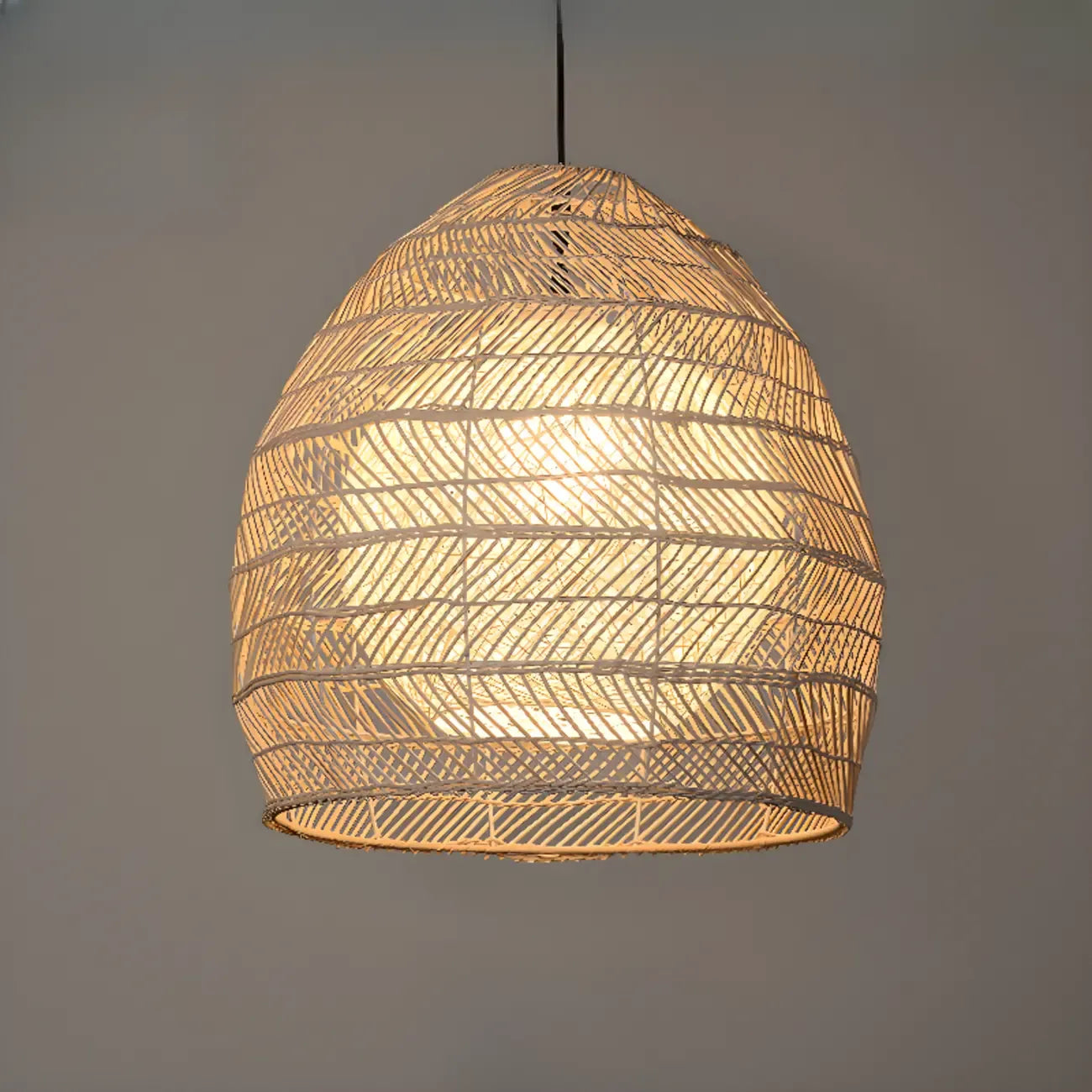 Oriental Rattan Geometric Globe Pendant Light