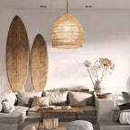Oriental Rattan Geometric Globe Pendant Light