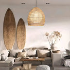 Oriental Rattan Geometric Globe Pendant Light