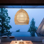 Oriental Rattan Geometric Globe Pendant Light