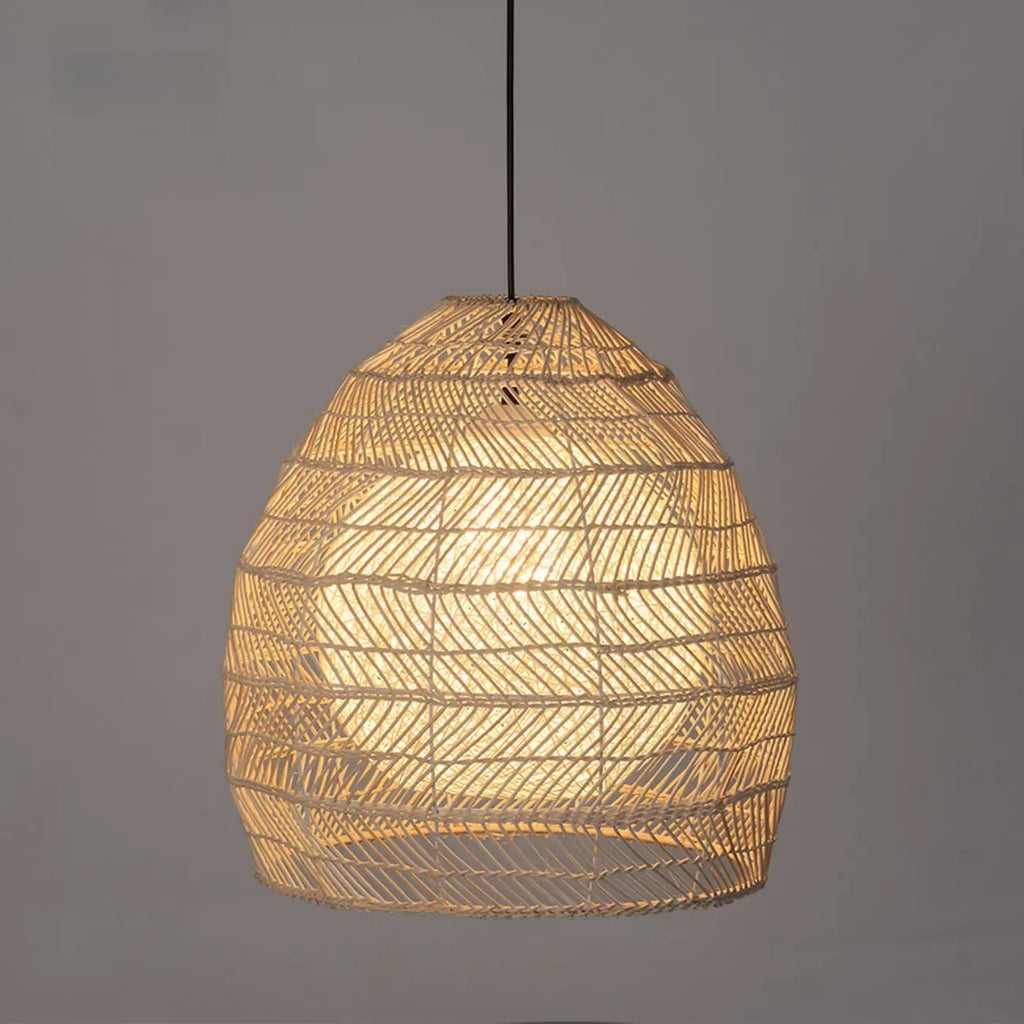 Oriental Rattan Geometric Globe Pendant Light
