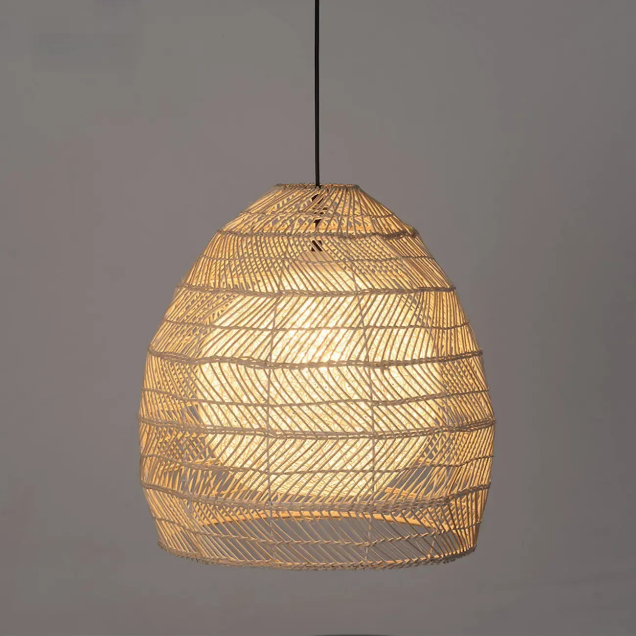Oriental Rattan Geometric Globe Pendant Light