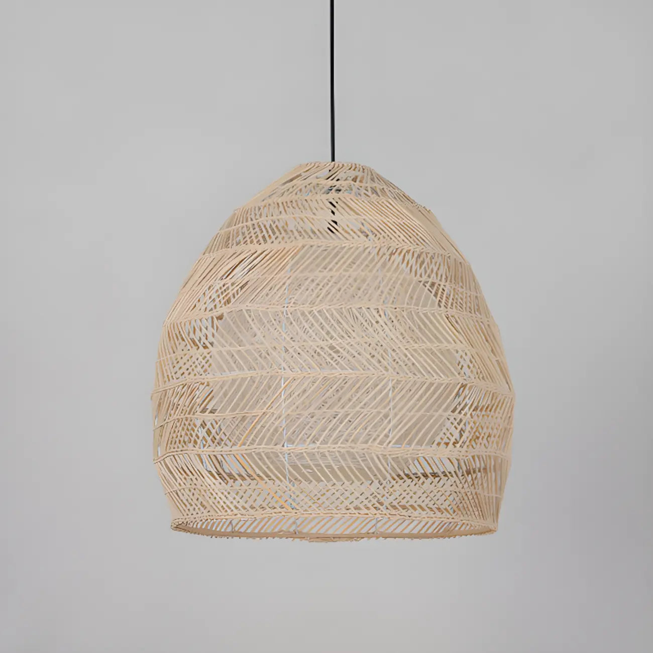 Oriental Rattan Geometric Globe Pendant Light