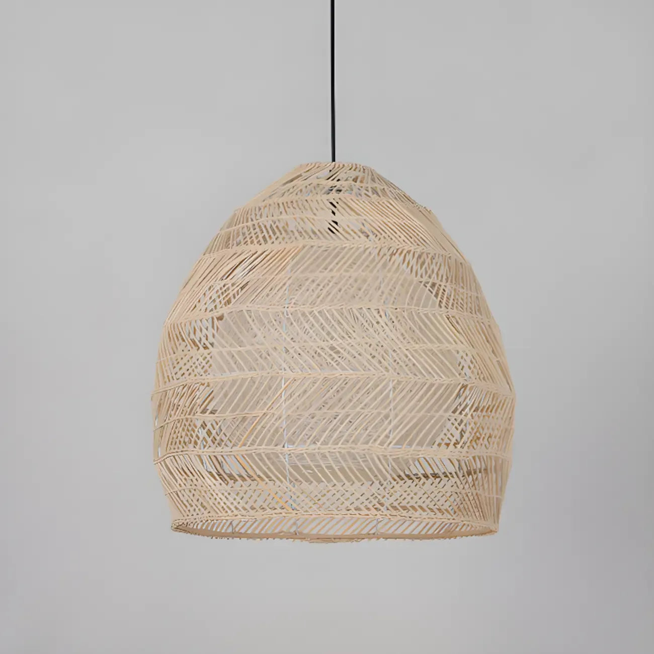 Oriental Rattan Geometric Globe Pendant Light