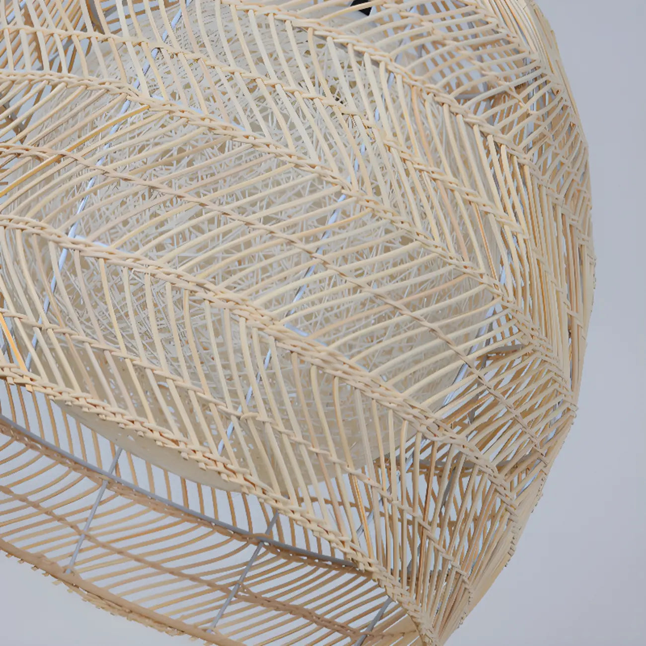 Oriental Rattan Geometric Globe Pendant Light