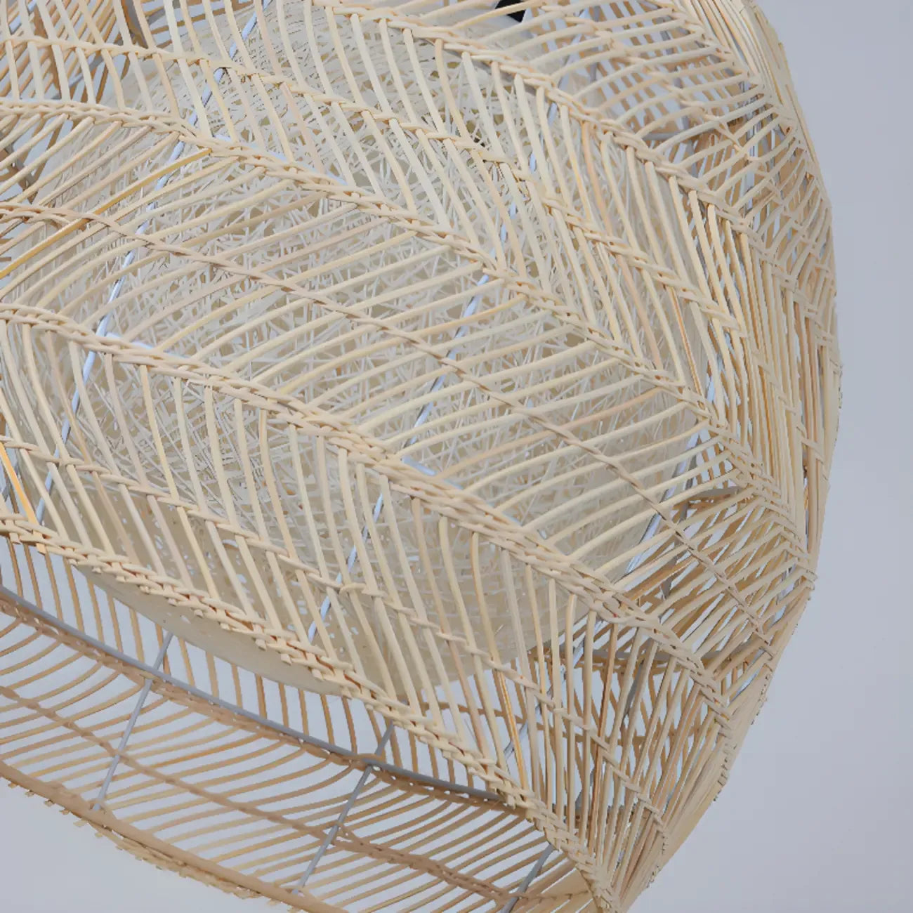 Oriental Rattan Geometric Globe Pendant Light