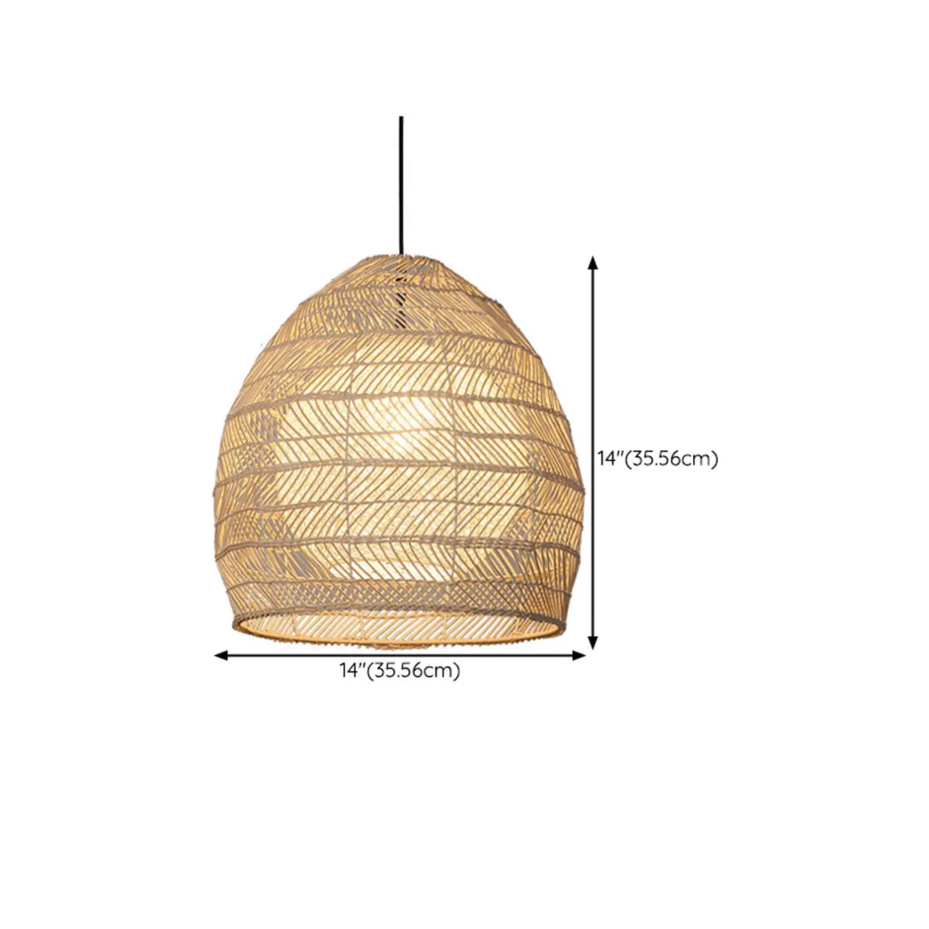 Oriental Rattan Geometric Globe Pendant Light