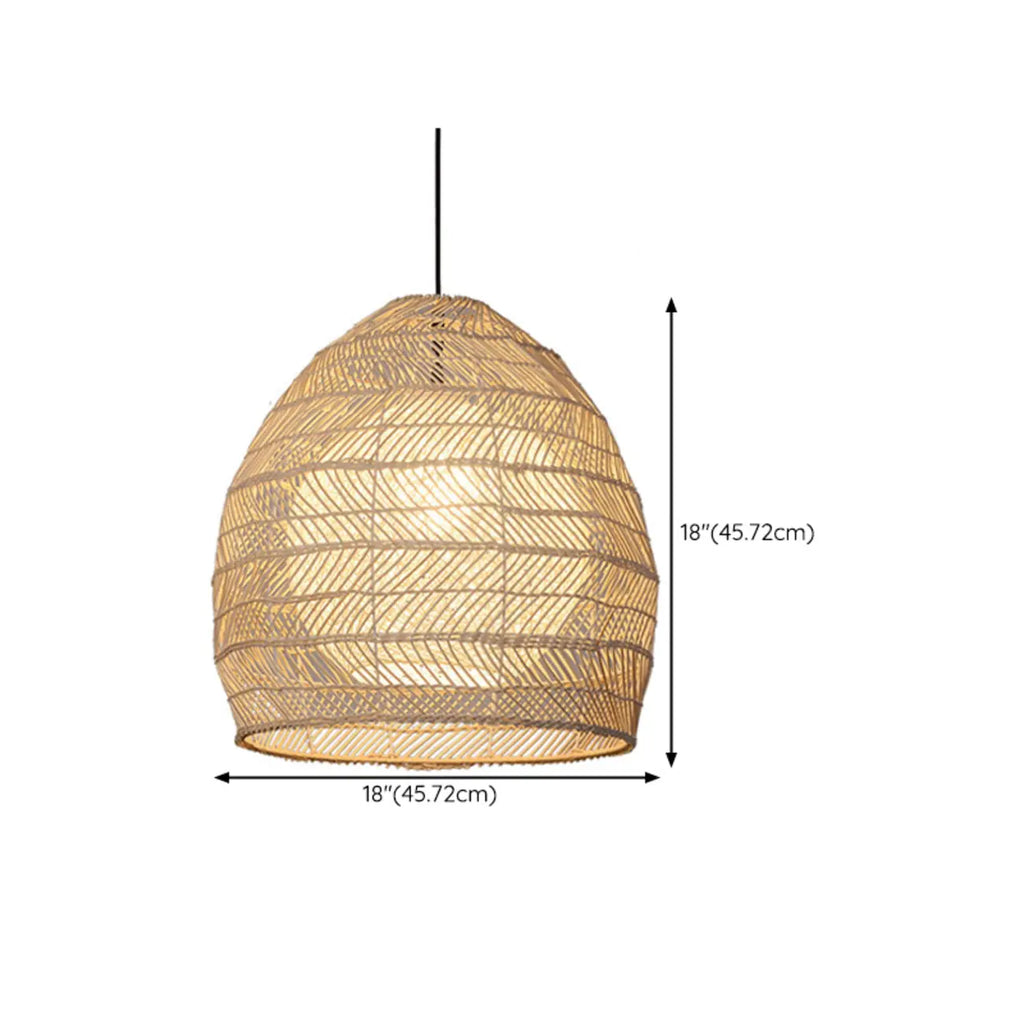 Oriental Rattan Geometric Globe Pendant Light