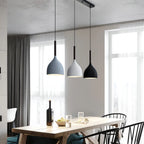 Cool Tone Metal Dome 3-Light Island Pendant Light