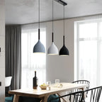 Cool Tone Metal Dome 3-Light Island Pendant Light