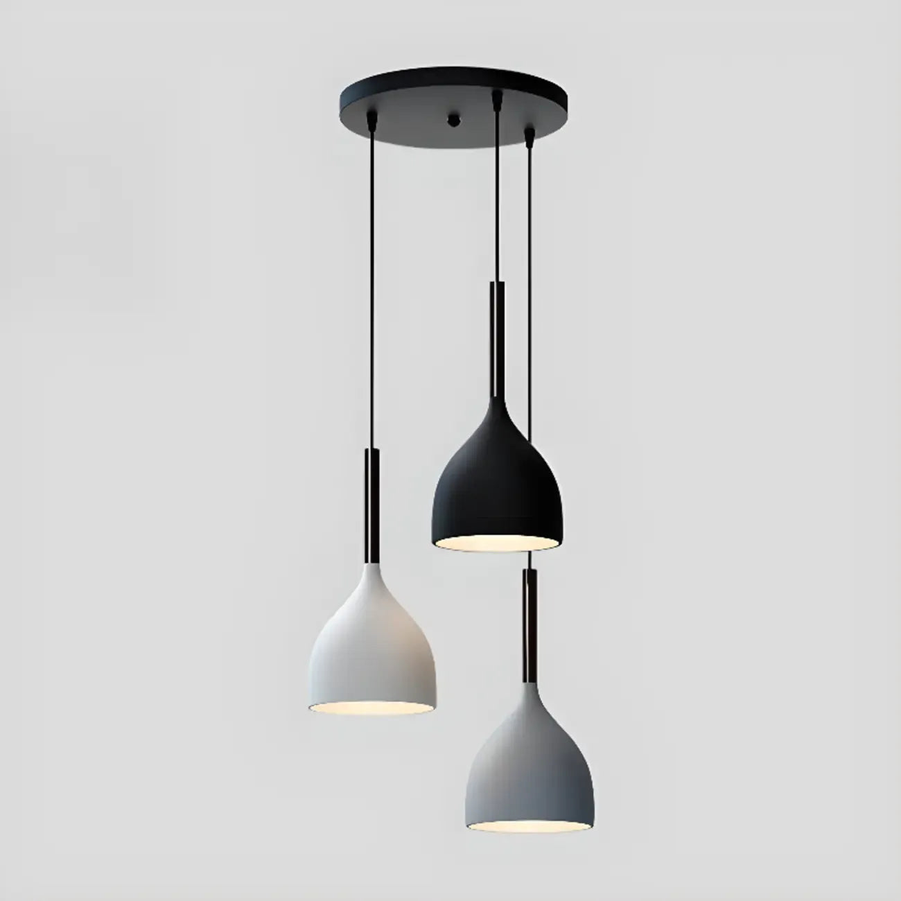 Cool Tone Metal Dome 3-Light Island Pendant Light