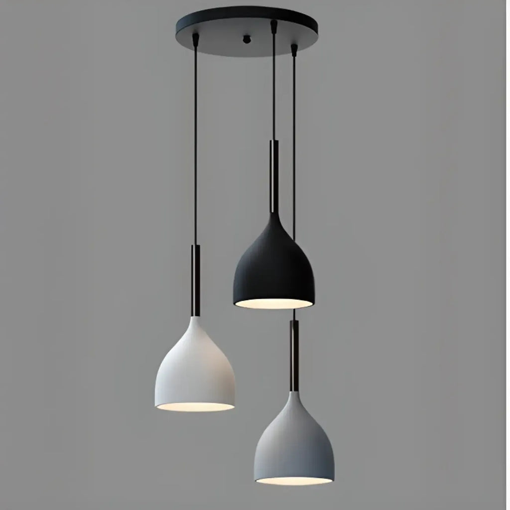 Cool Tone Metal Dome 3-Light Island Pendant Light