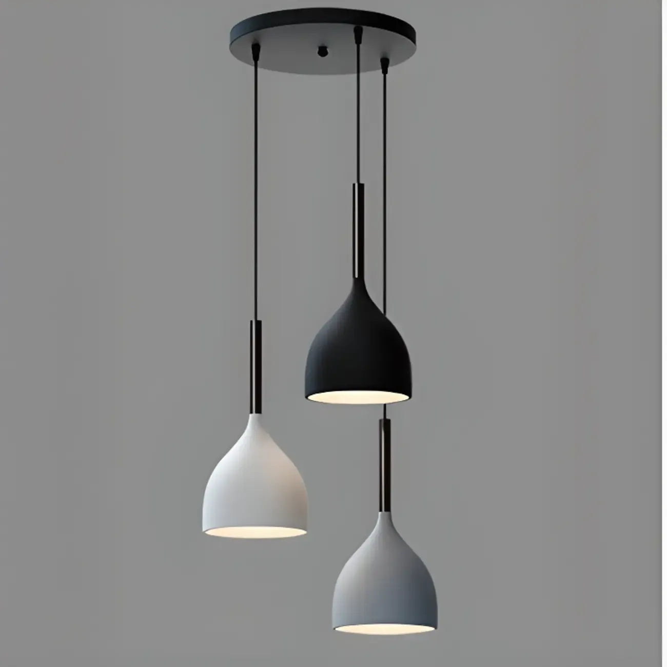 Cool Tone Metal Dome 3-Light Island Pendant Light