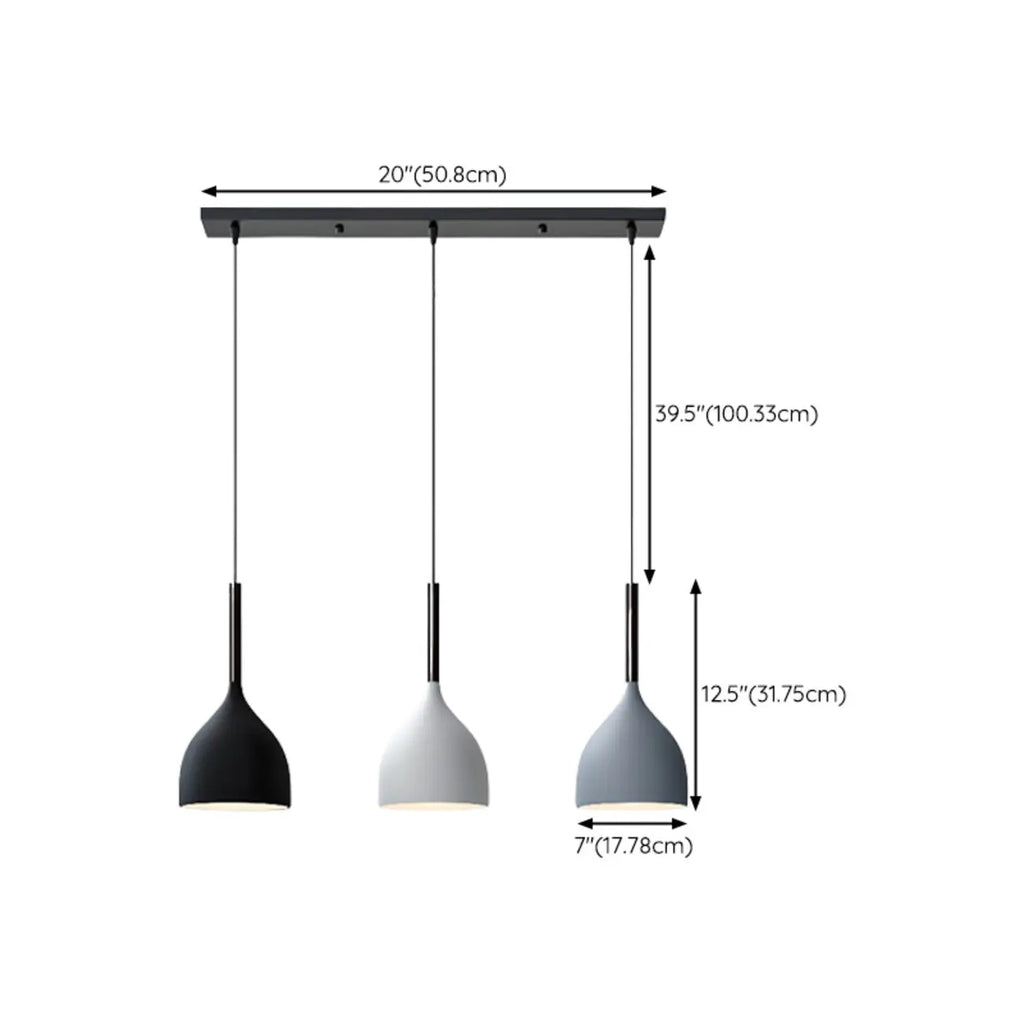 Cool Tone Metal Dome 3-Light Island Pendant Light