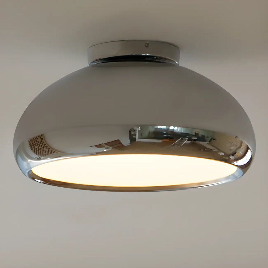 Modern Silver Round Semi Flush Ceiling Light