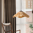 Oriental Brown Rattan Pendant Light for Kitchen Island