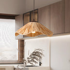 Oriental Brown Rattan Pendant Light for Kitchen Island