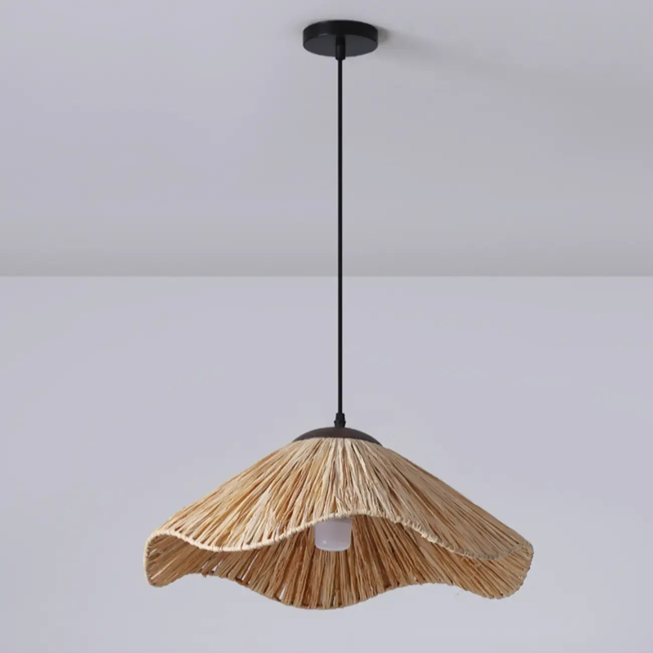 Oriental Brown Rattan Pendant Light for Kitchen Island