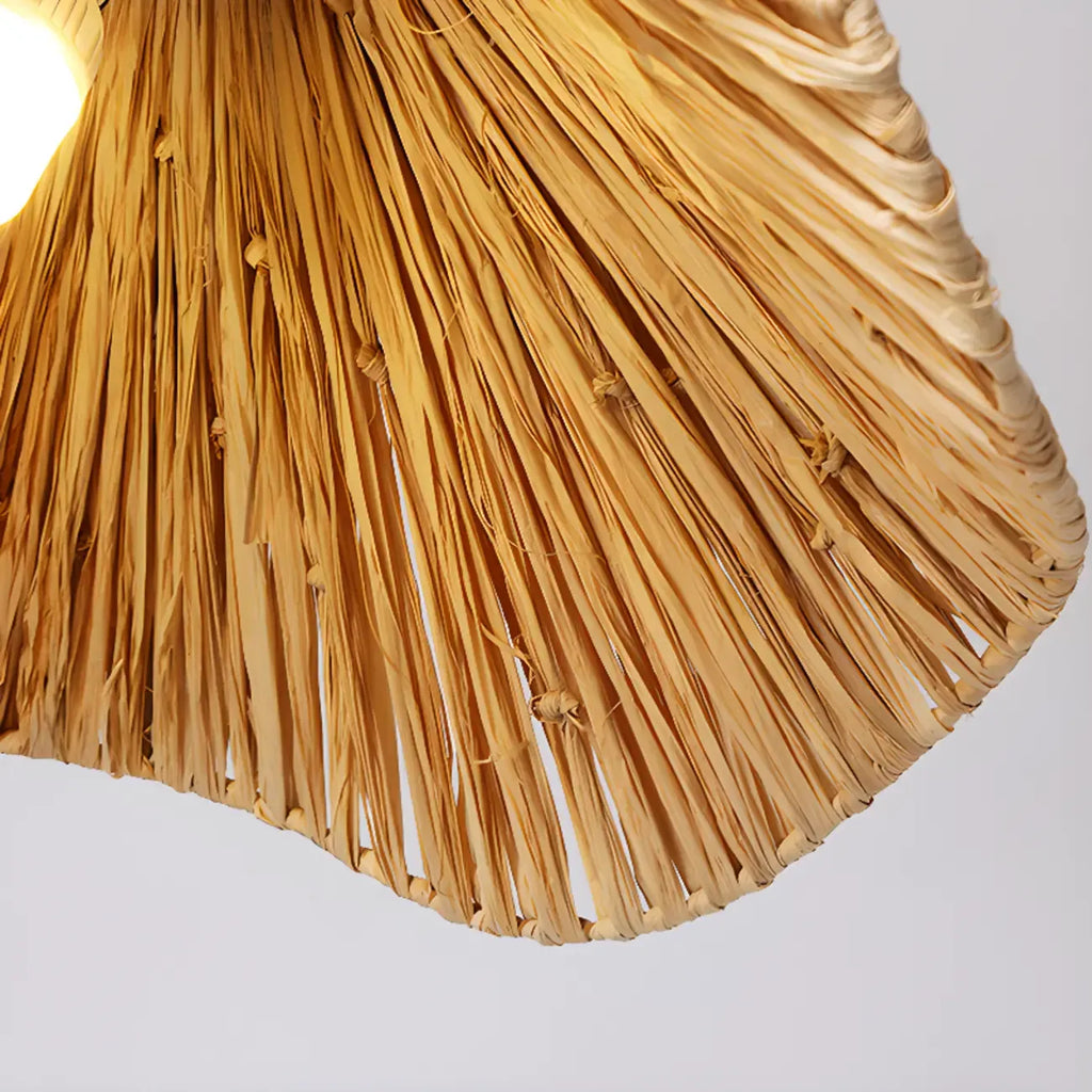 Oriental Brown Rattan Pendant Light for Kitchen Island