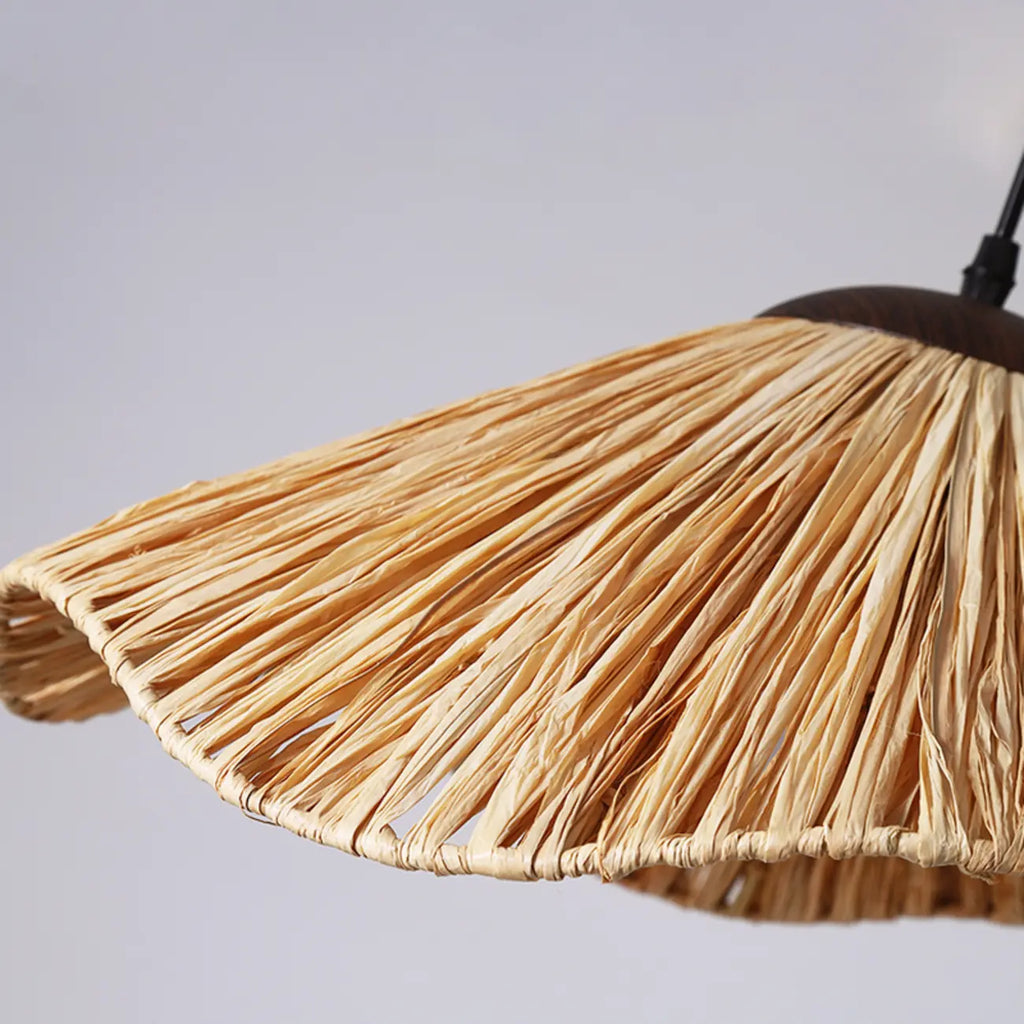 Oriental Brown Rattan Pendant Light for Kitchen Island