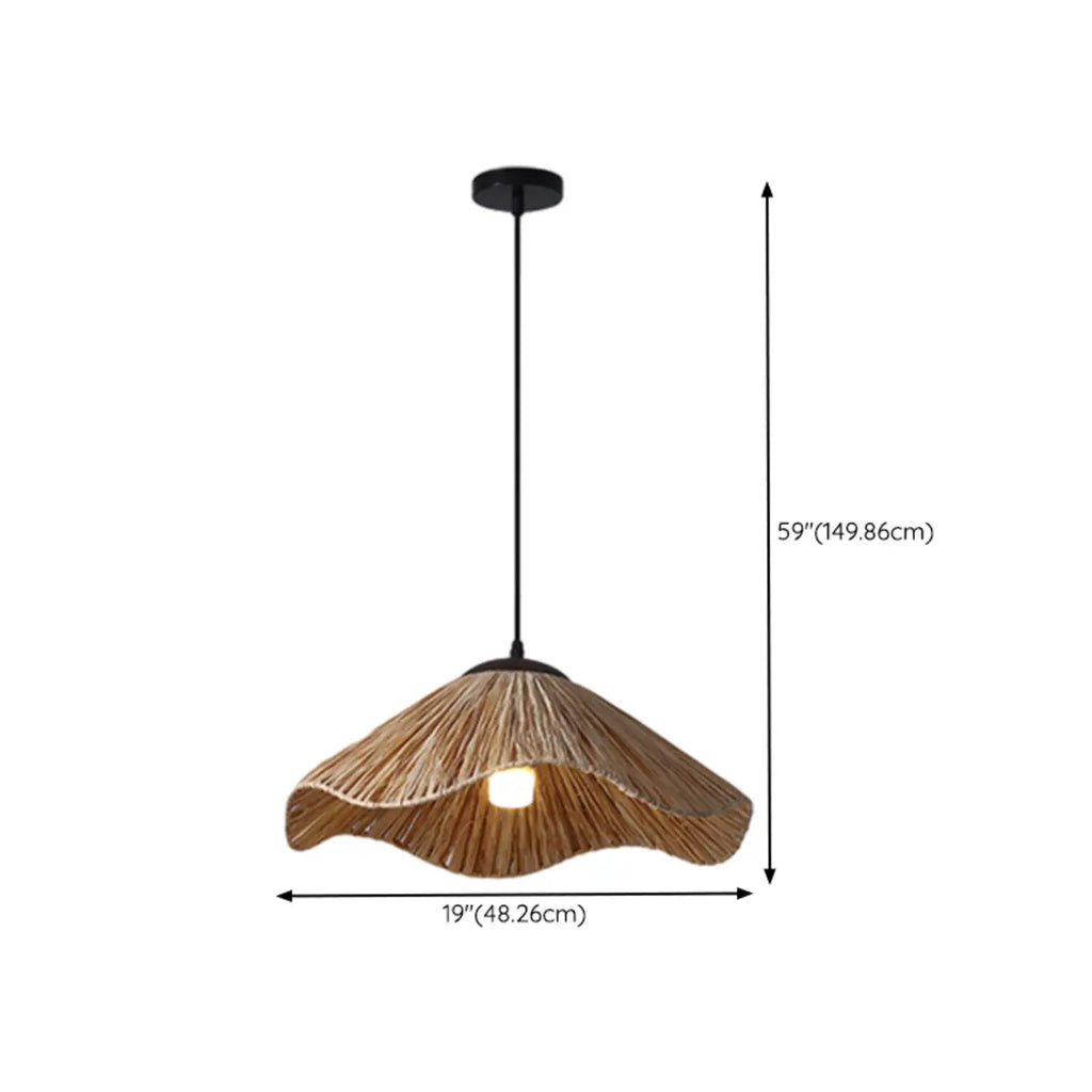 Oriental Brown Rattan Pendant Light for Kitchen Island