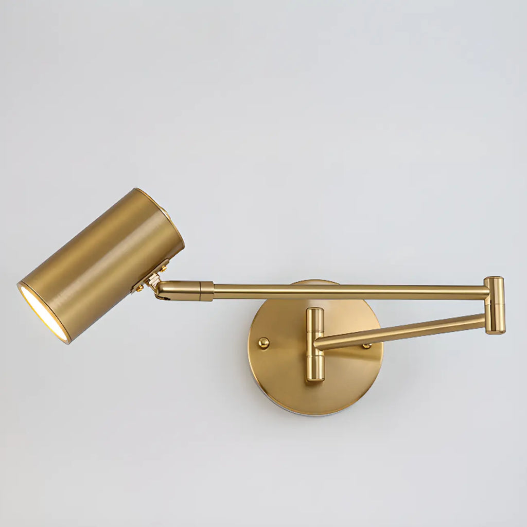 Cylinder Metal Adjustable Swing Arm Wall Light for Bedside