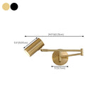 Cylinder Metal Adjustable Swing Arm Wall Light for Bedside