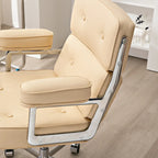Upholstered Apricot Leather Adjustable Swivel Office Chair