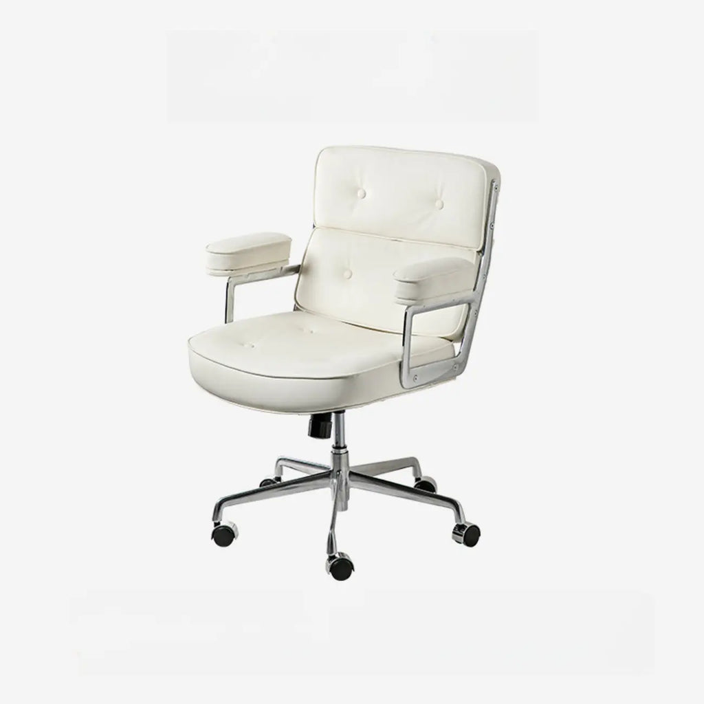 Upholstered Apricot Leather Adjustable Swivel Office Chair