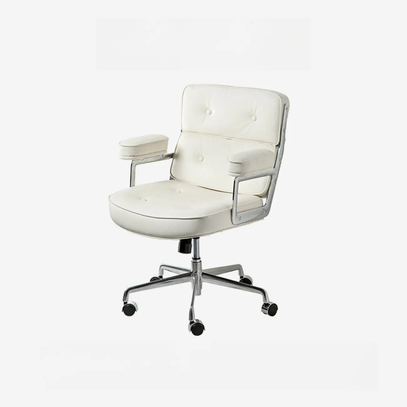 Upholstered Apricot Leather Adjustable Swivel Office Chair