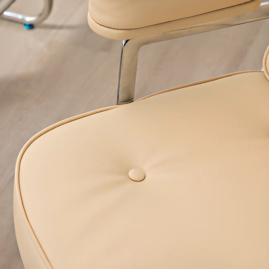 Upholstered Apricot Leather Adjustable Swivel Office Chair